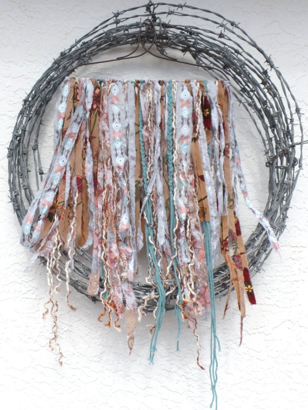 Handcrafted Textile Art Swag - RAINDROPS
